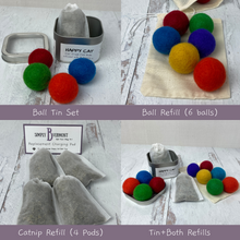 Load image into Gallery viewer, Catnip Infused Felted Balls with Recharging Tin