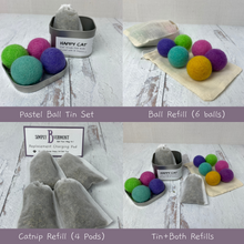 Load image into Gallery viewer, Pastel Colored Catnip Infused Felted Balls with Recharging Tin