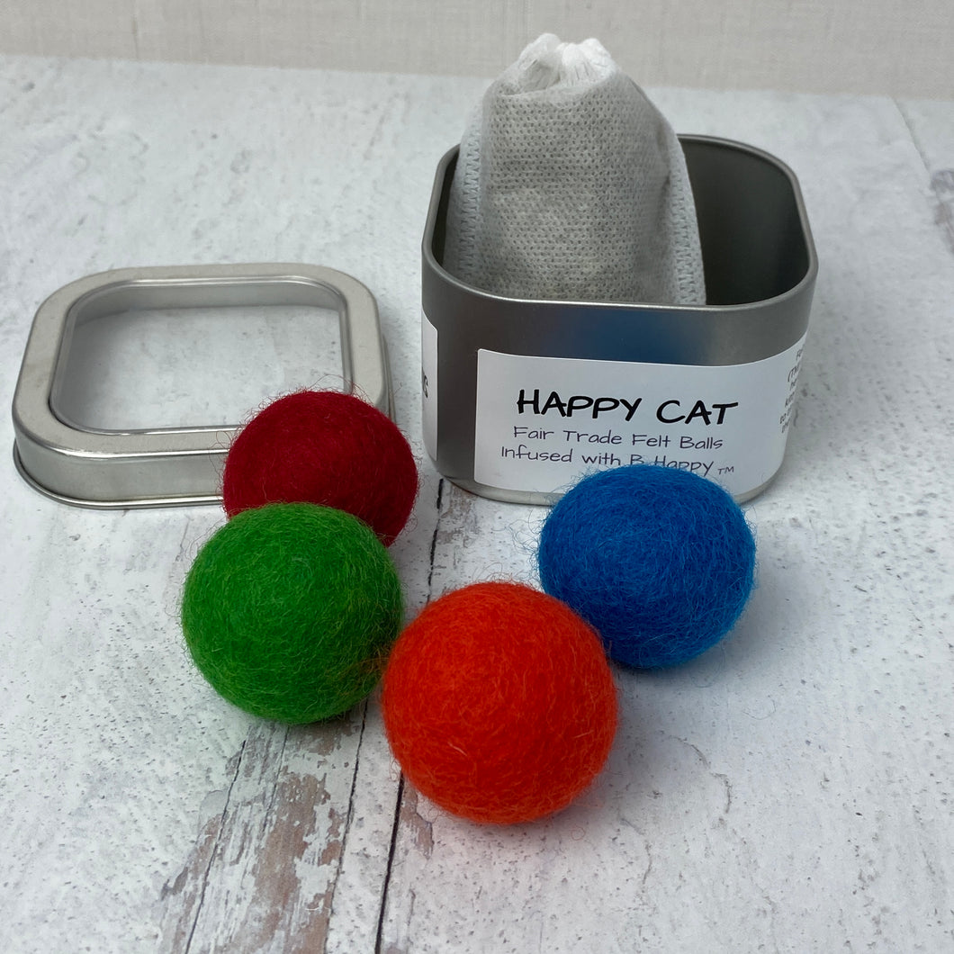 Catnip Infused Felted Balls with Recharging Tin